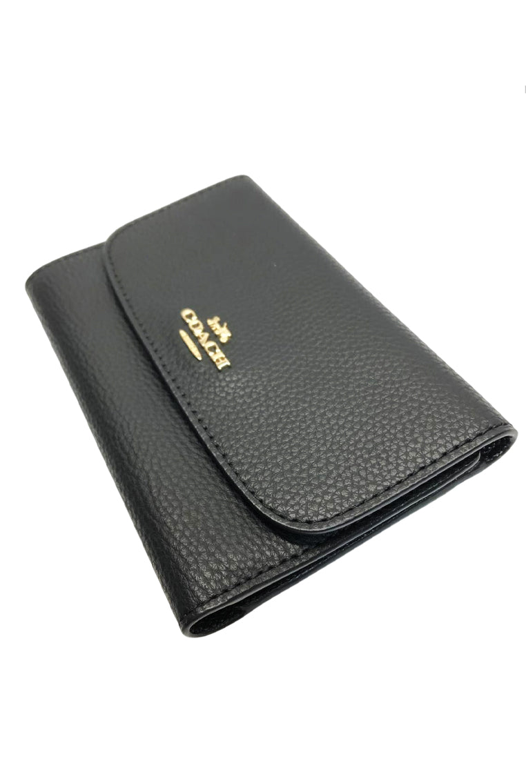 Coach Pebbled Leather Medium Envelope Wallet - Black