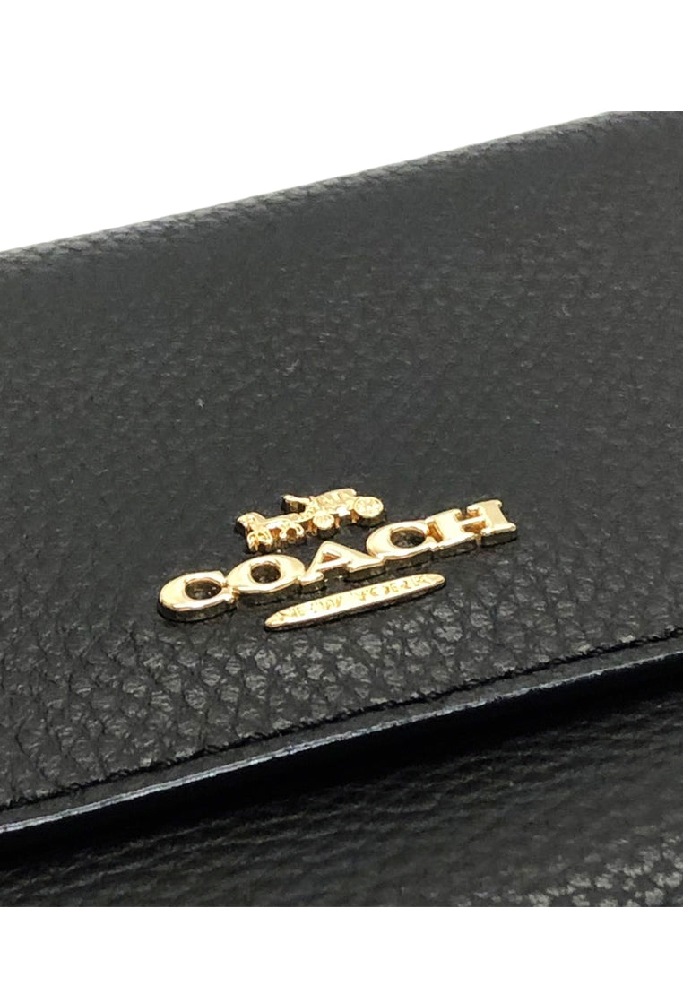 Coach Pebbled Leather Medium Envelope Wallet - Black