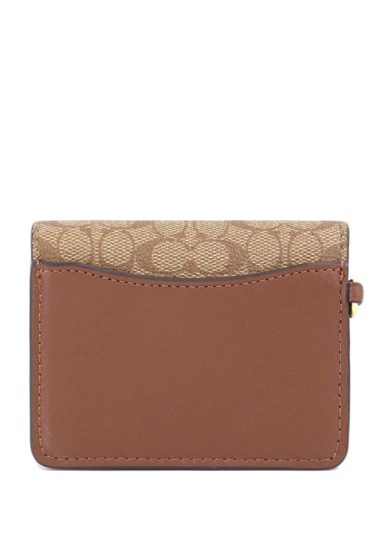 Coach Boxed Mini Wallet On A Chain In Signature Canvas - Brown/Multi