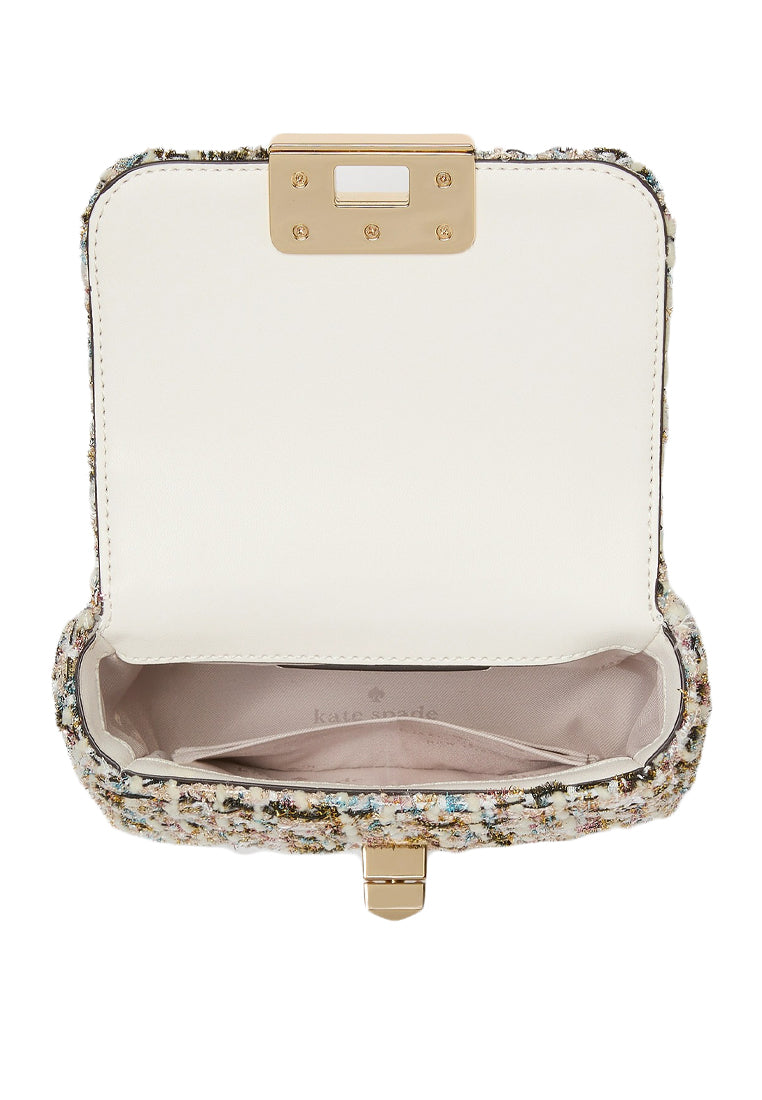 Kate Spade Carey Tinsel Tweed Micro Flap Crossbody Bag - Natural