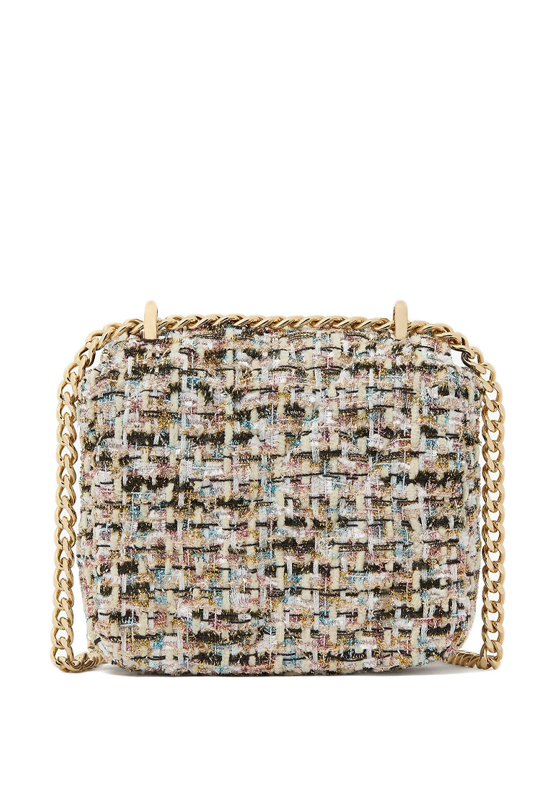 Kate Spade Carey Tinsel Tweed Micro Flap Crossbody Bag - Natural