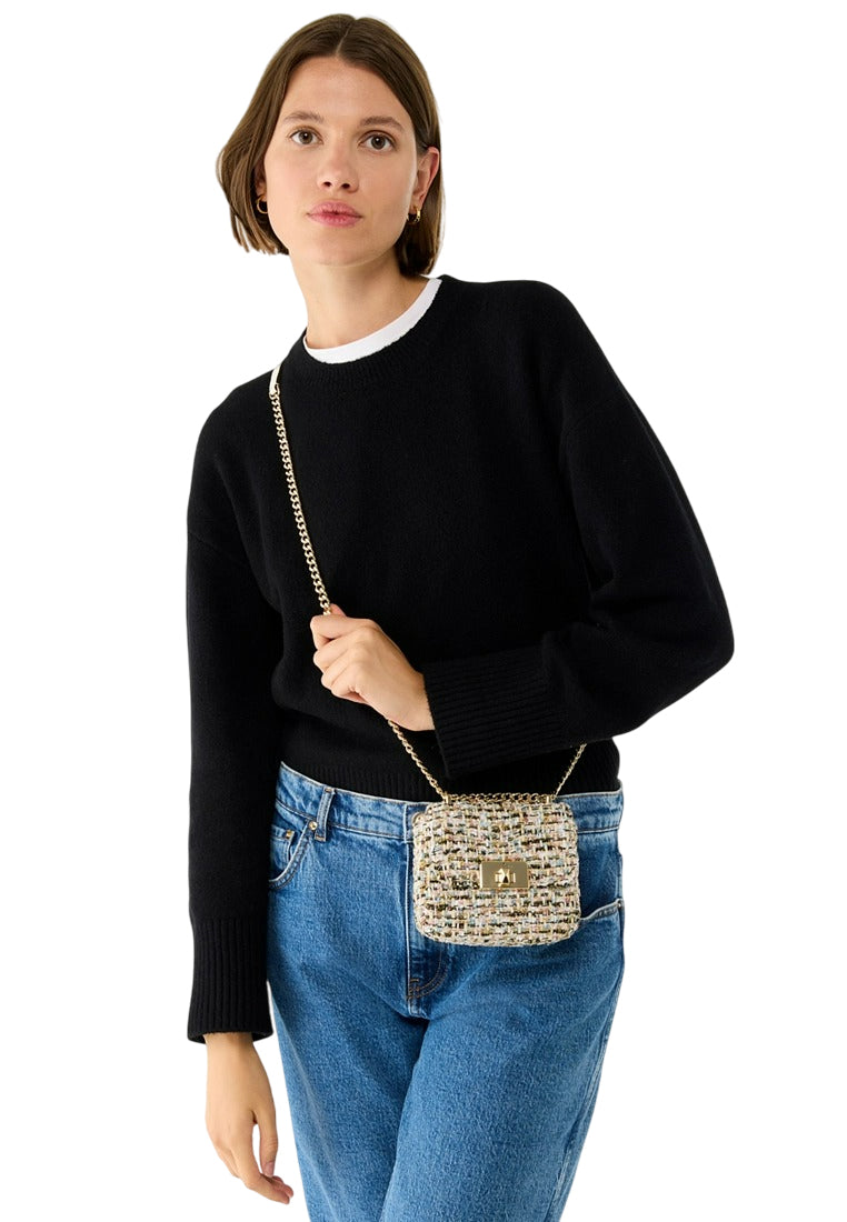 Kate Spade Carey Tinsel Tweed Micro Flap Crossbody Bag - Natural