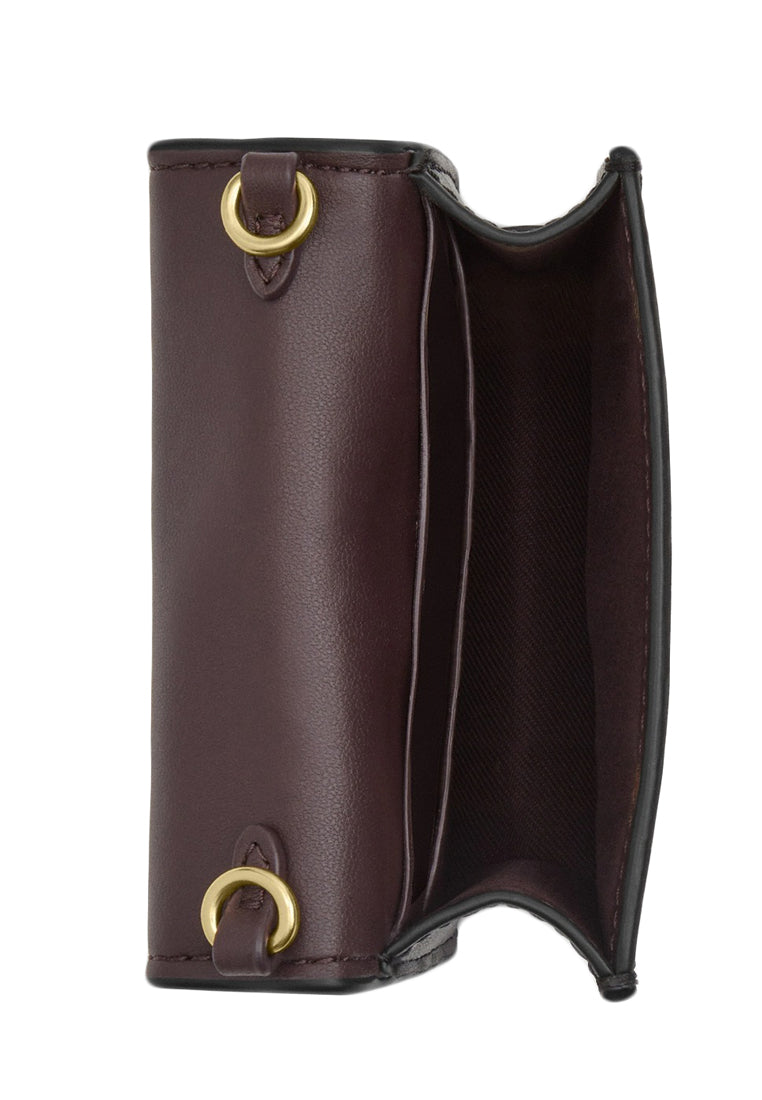 Coach Mini Wallet On A Chain In Signature Canvas - Walnut/Black