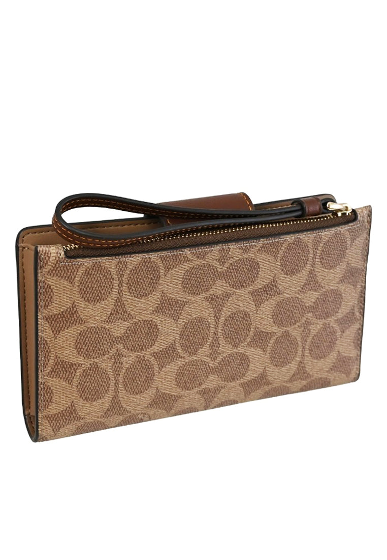 Coach Phone Wallet In Signature Canvas - Tan/Brown