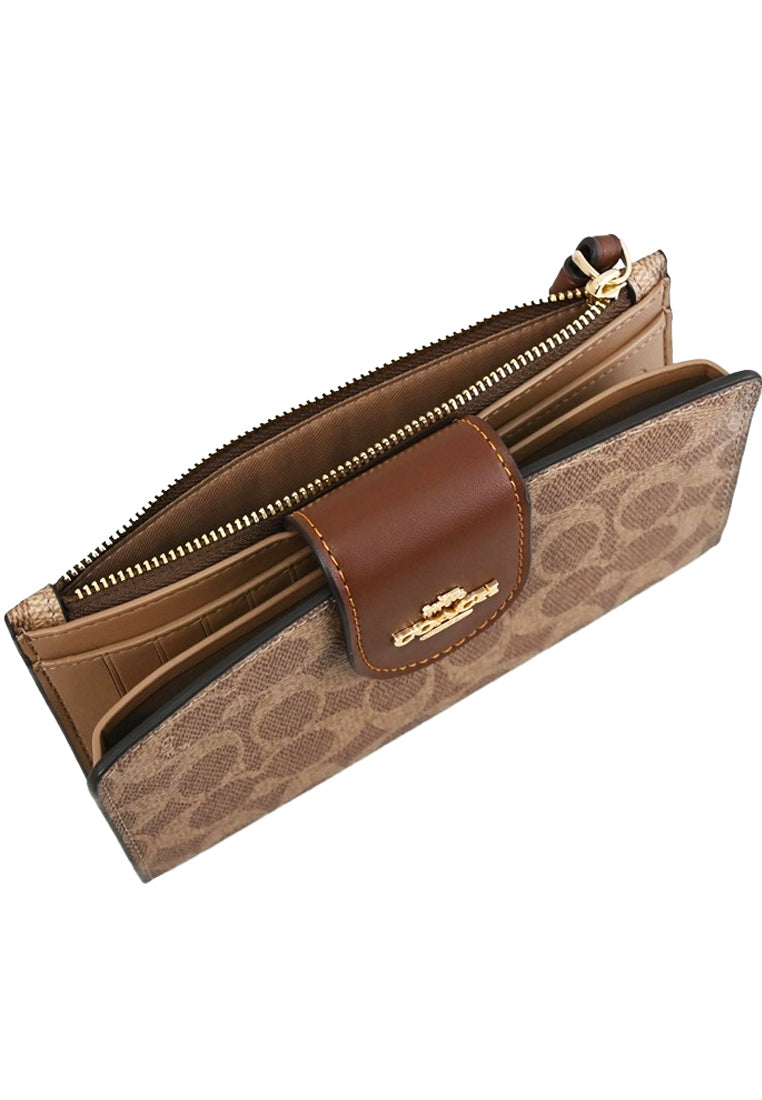 Coach Phone Wallet In Signature Canvas - Tan/Brown