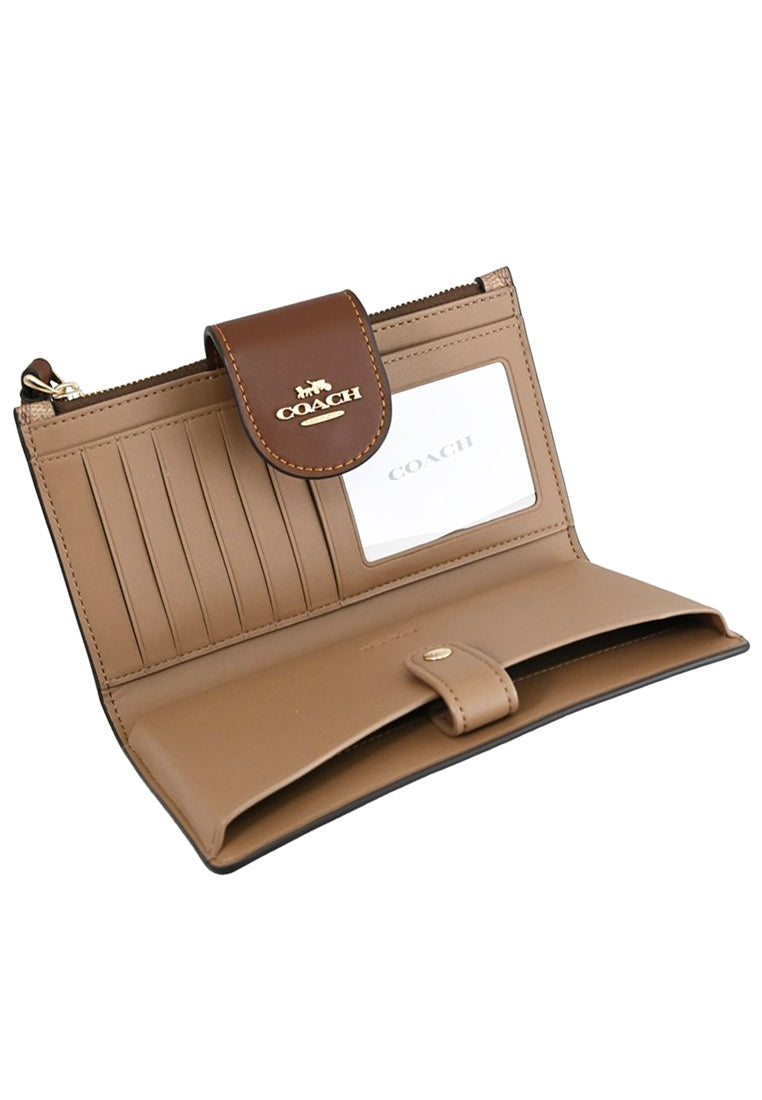 Coach Phone Wallet In Signature Canvas - Tan/Brown