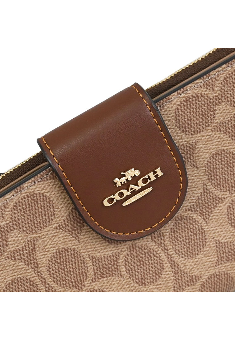 Coach Phone Wallet In Signature Canvas - Tan/Brown