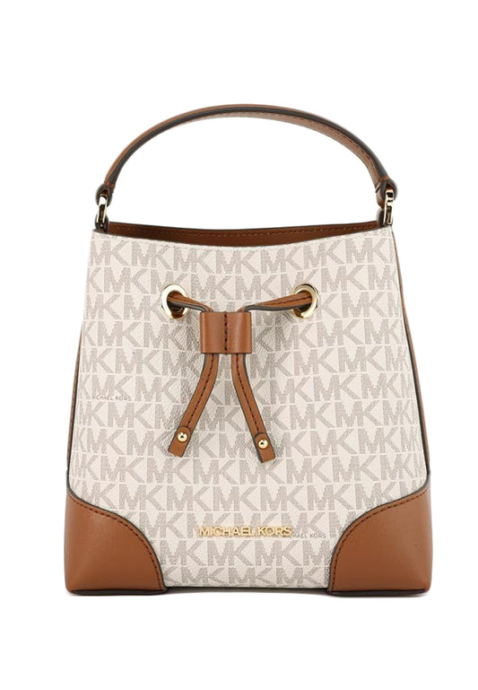 Michael Kors Mercer Small Logo Signature Bucket Bag - Vanilla
