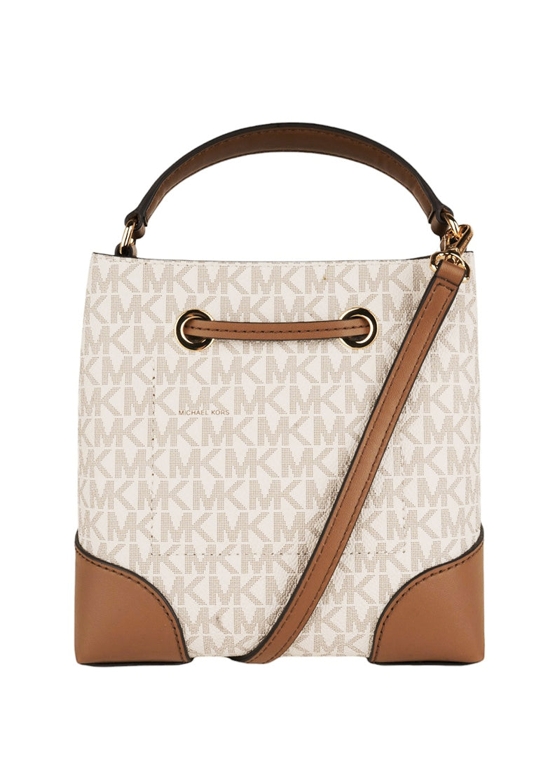 Michael Kors Mercer Small Logo Signature Bucket Bag - Vanilla