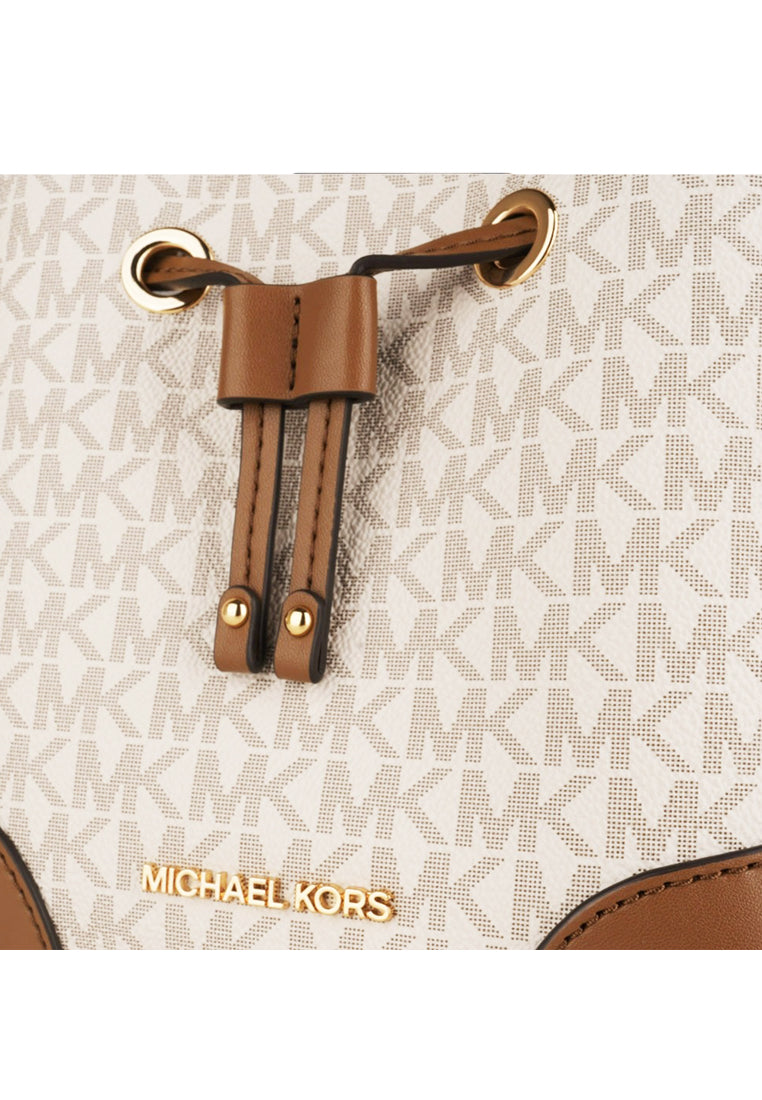 Michael Kors Mercer Small Logo Signature Bucket Bag - Vanilla