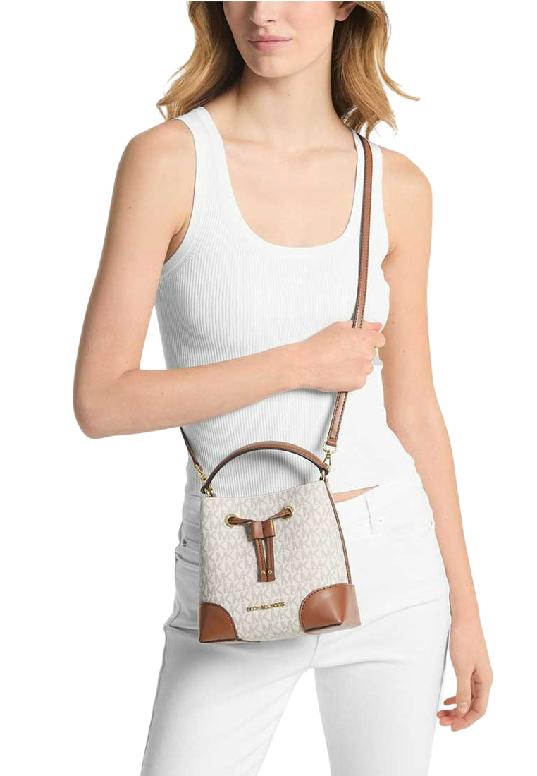 Michael Kors Mercer Small Logo Signature Bucket Bag - Vanilla