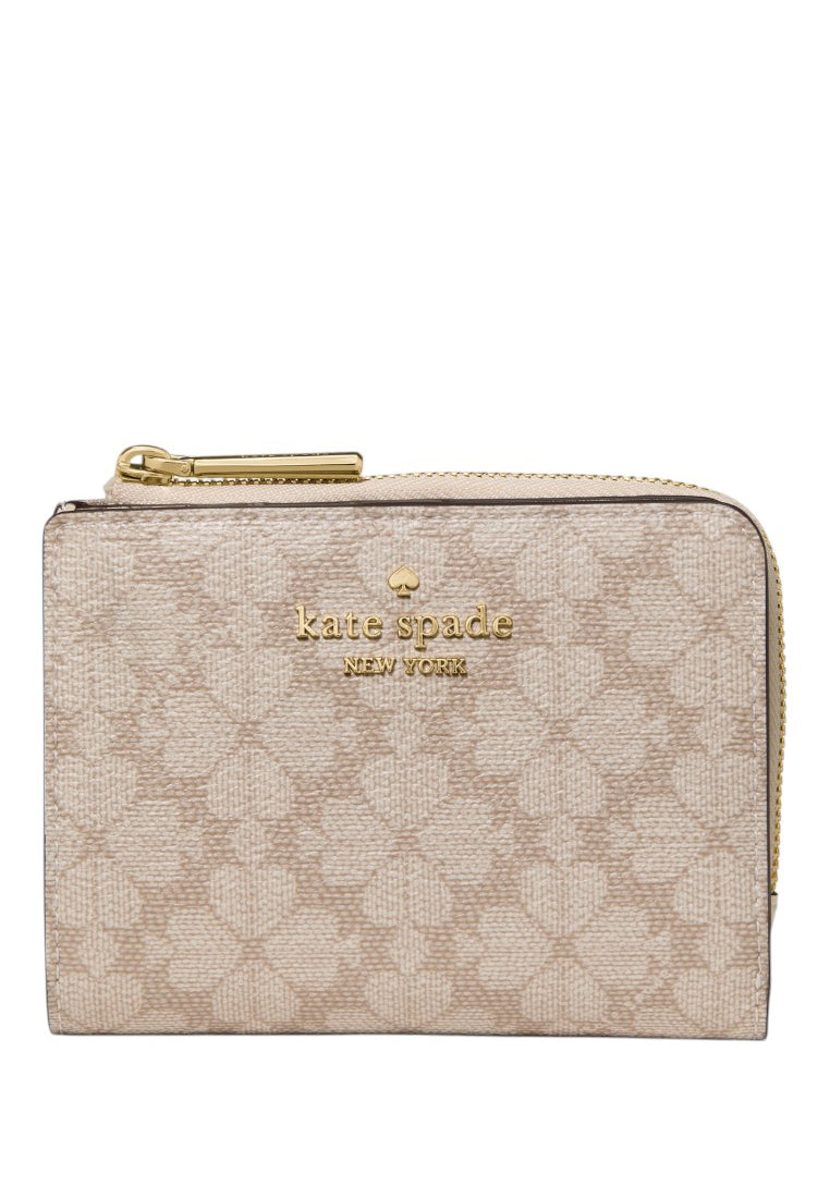 Kate Spade Spade Flower Small L-zip Wallet - Dark Beige/Moon Dust