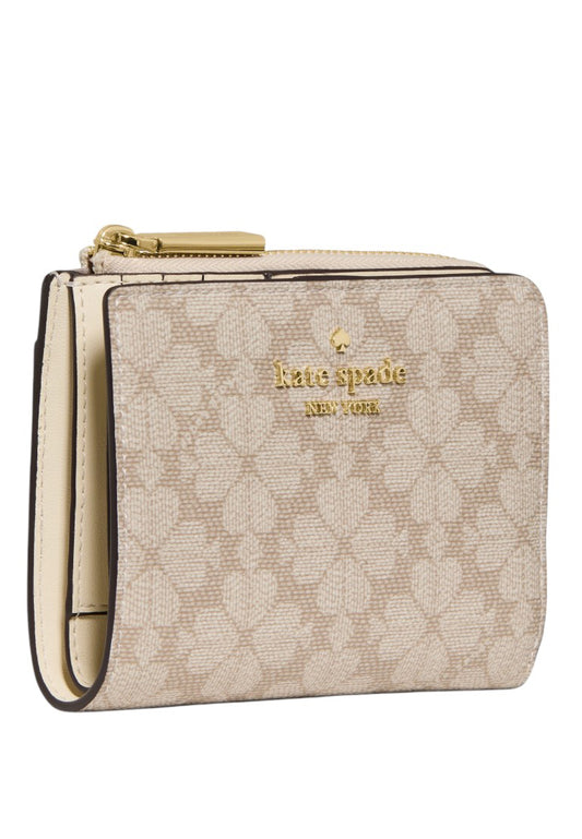 Kate Spade Spade Flower Small L-zip Wallet - Dark Beige/Moon Dust