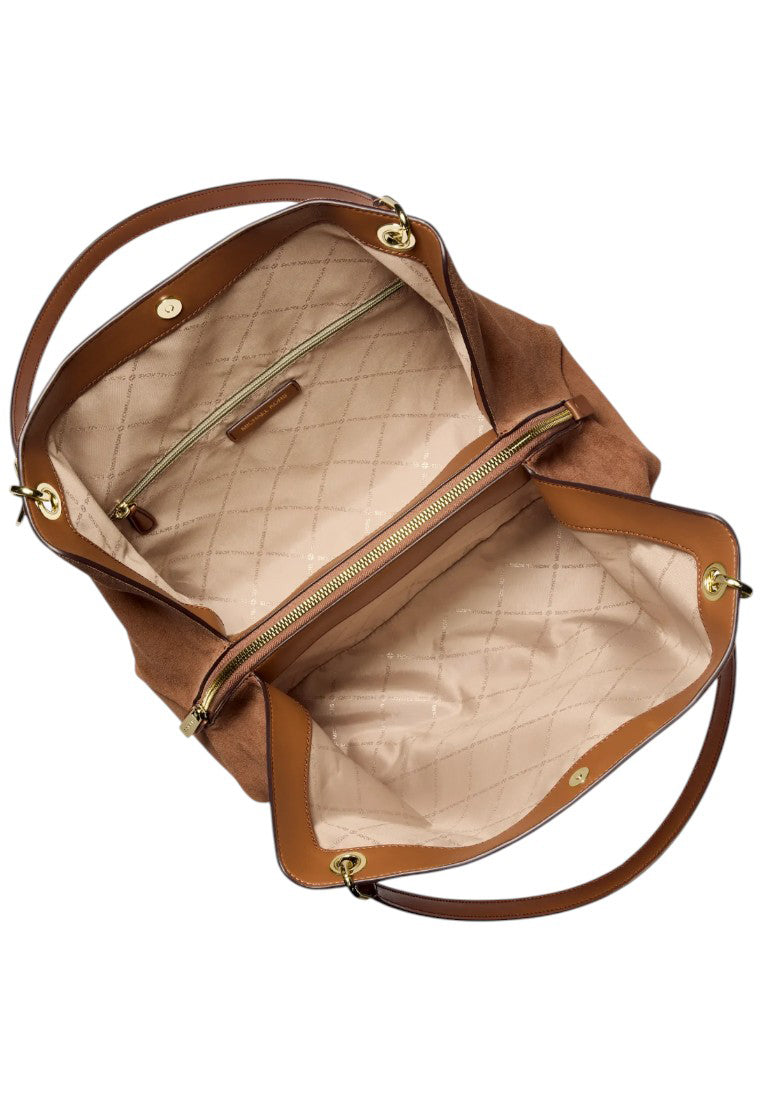 Michael Kors Christina Large Suede Shoulder Bag - Luggage