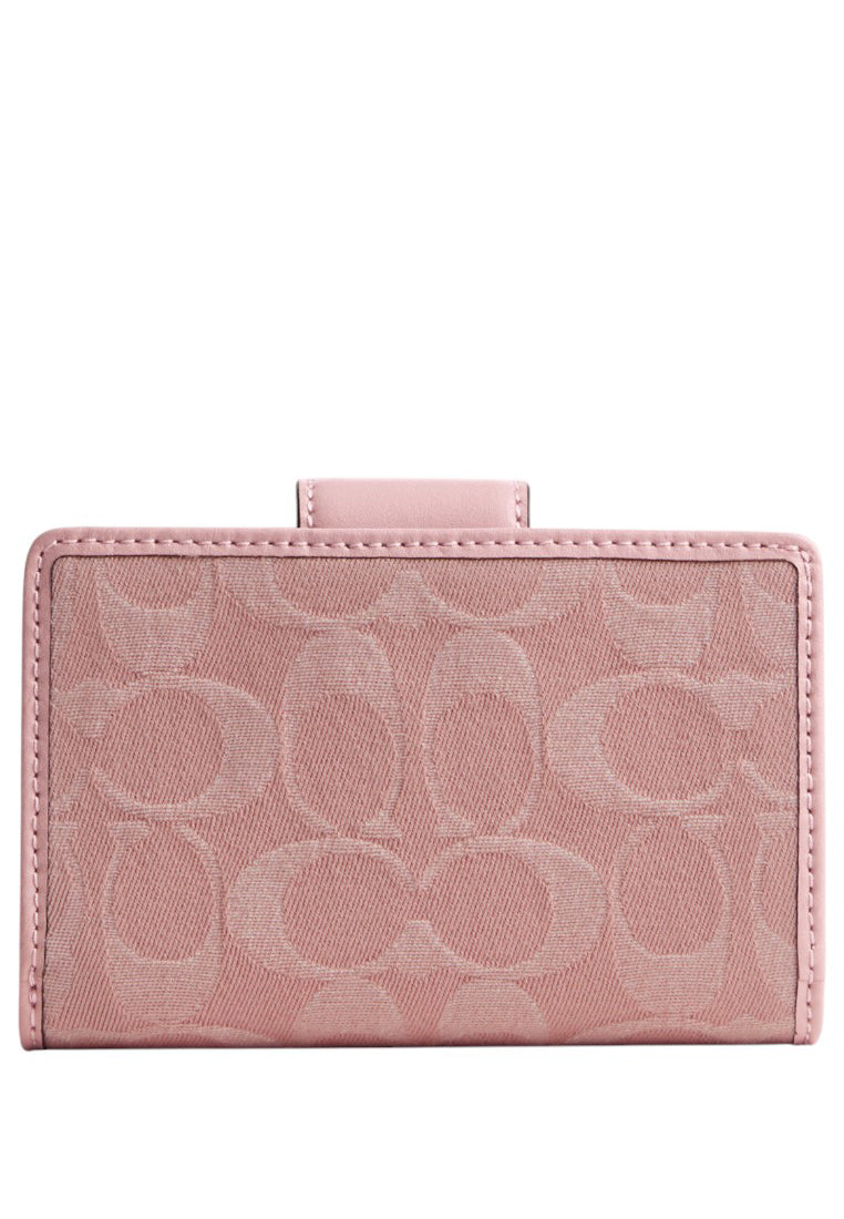 Coach Medium Corner Zip Wallet In Signature Denim - Light Pink