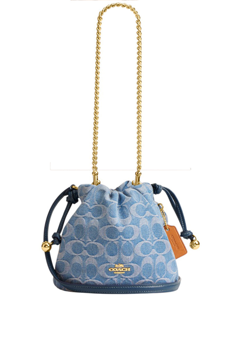 Coach Faye Mini Drawstring Bag In Signature Denim - Indigo