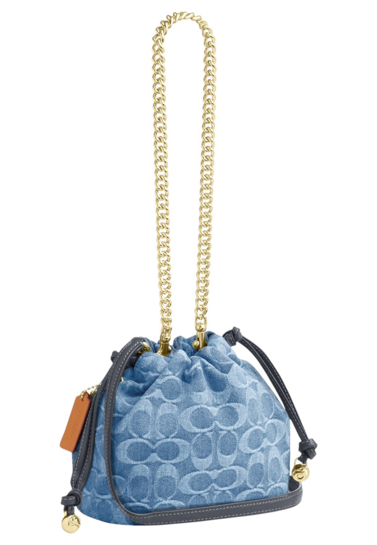Coach Faye Mini Drawstring Bag In Signature Denim - Indigo