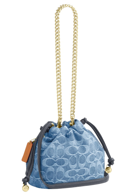 Coach Faye Mini Drawstring Bag In Signature Denim - Indigo