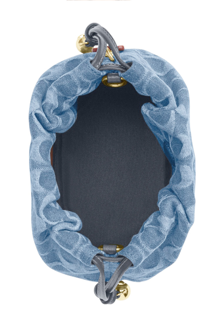 Coach Faye Mini Drawstring Bag In Signature Denim - Indigo