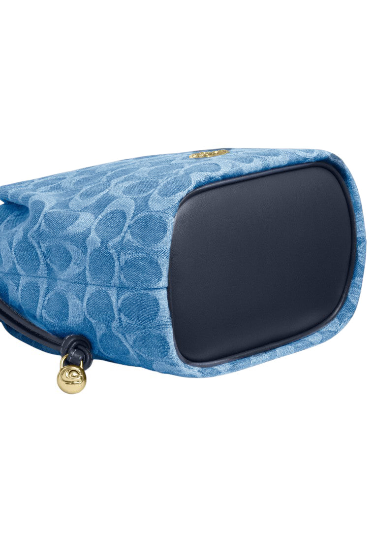 Coach Faye Mini Drawstring Bag In Signature Denim - Indigo