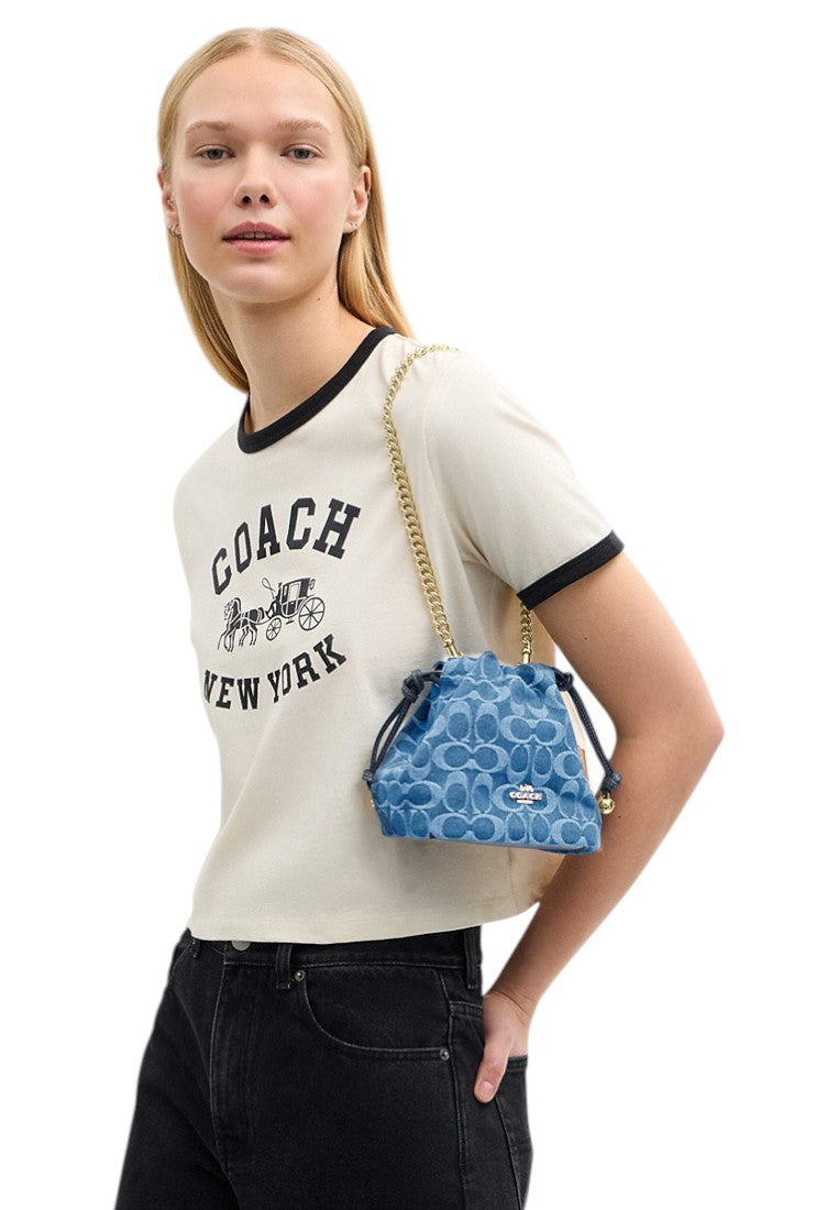 Coach Faye Mini Drawstring Bag In Signature Denim - Indigo