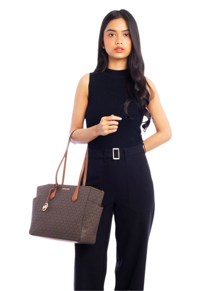Michael Kors Marilyn Medium Signature Logo Tote Bag - Brown