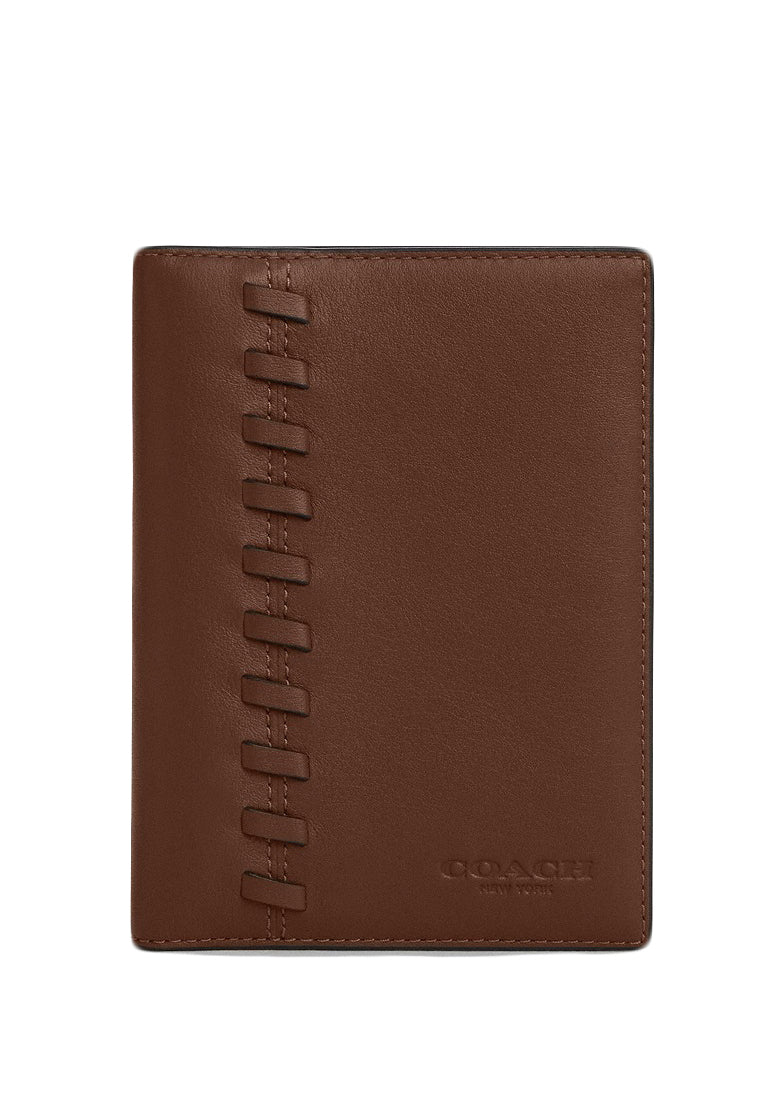 Coach Mens Passport Card Case With Whipstitch - Saddle Brown