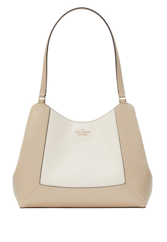 Kate Spade Lena Colorblock Large Triple Compartment Shoulder Bag - Sand