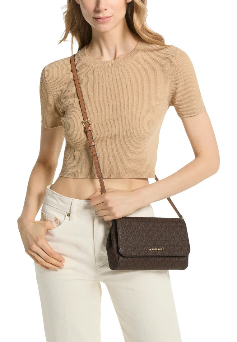 Michael Kors Medium Logo Convertible Crossbody Bag - Brown