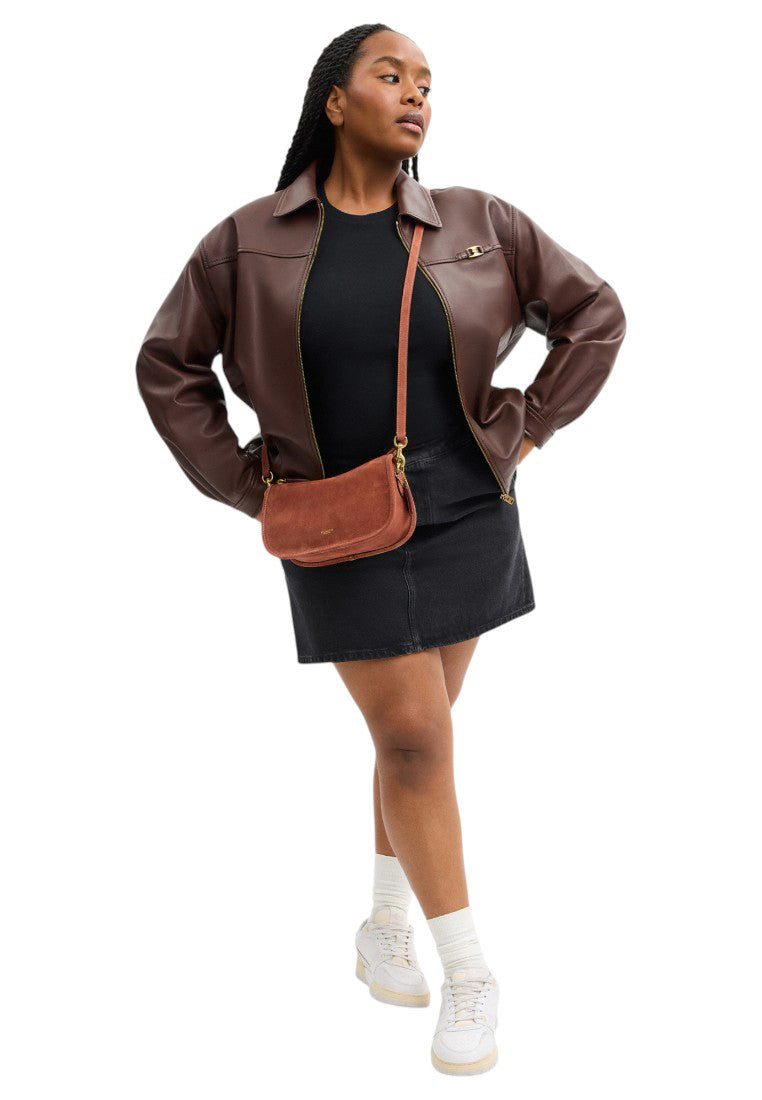 Coach Suede Waverly Leather Bag - Clay