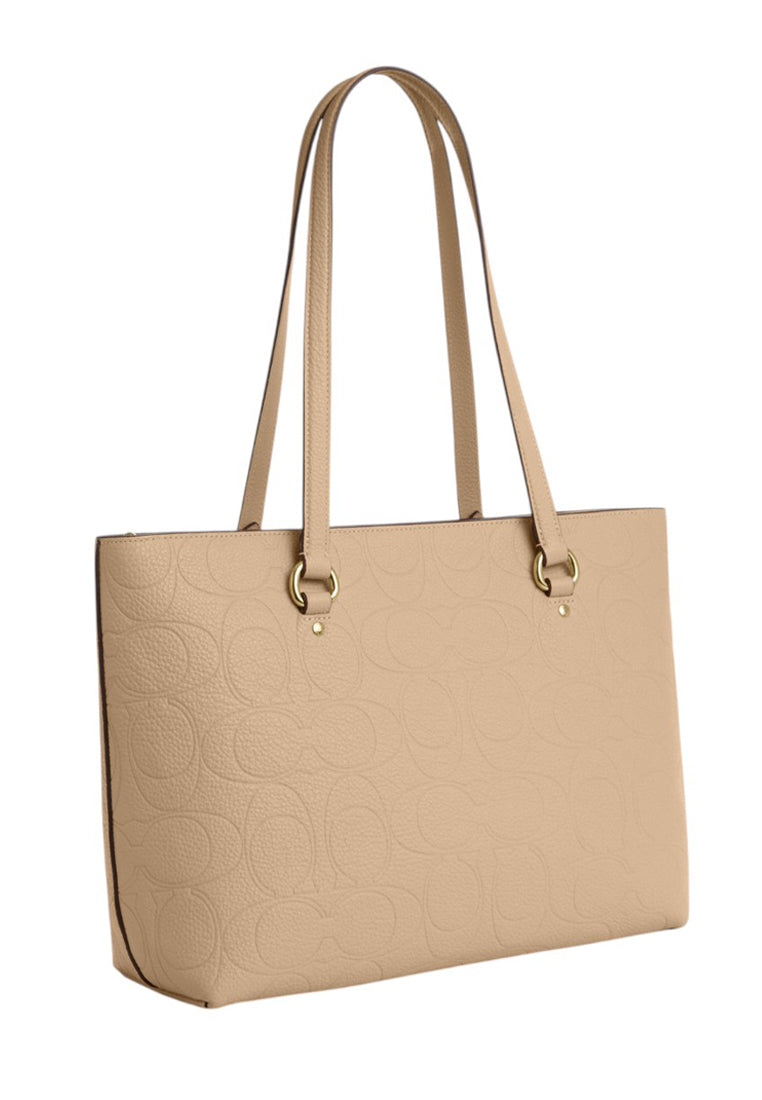 Coach Station Tote Bag In Signature Leather - Oat Beige