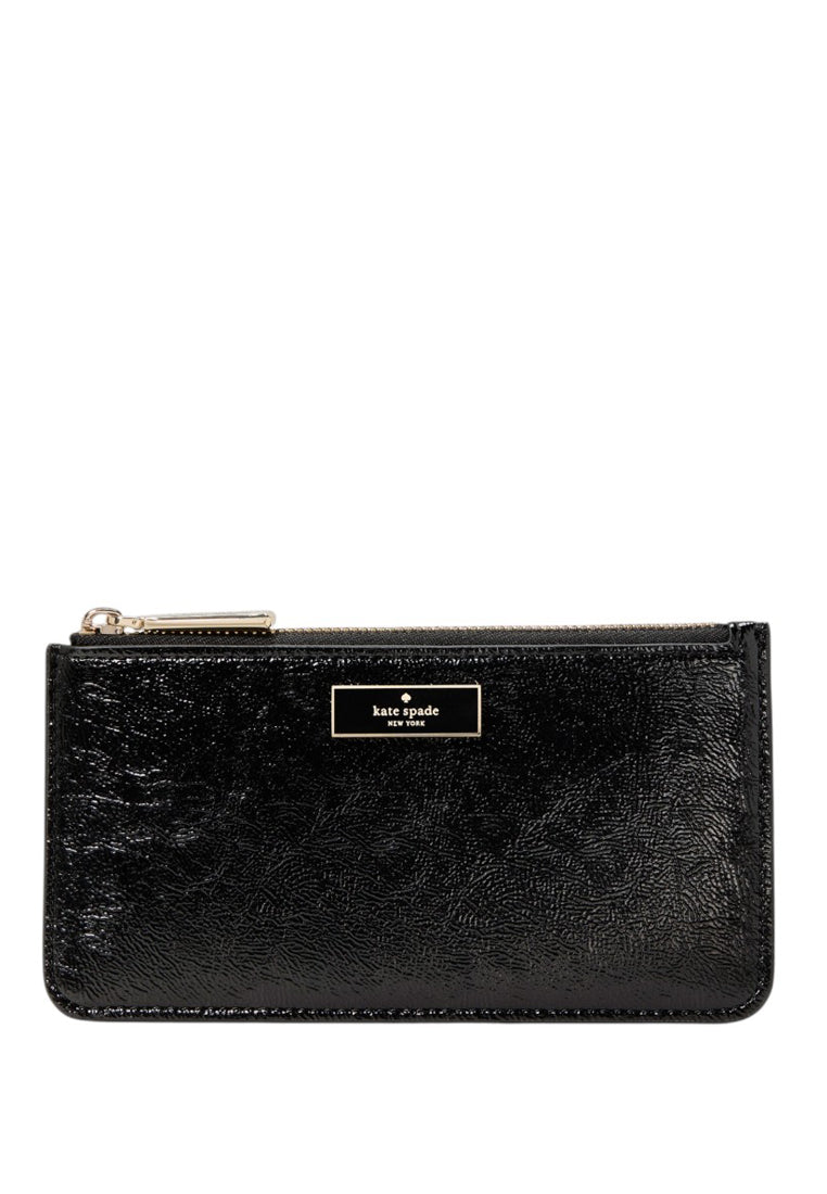 Kate Spade Bridget Crinkle Patent Large Slim Card Holder - Black