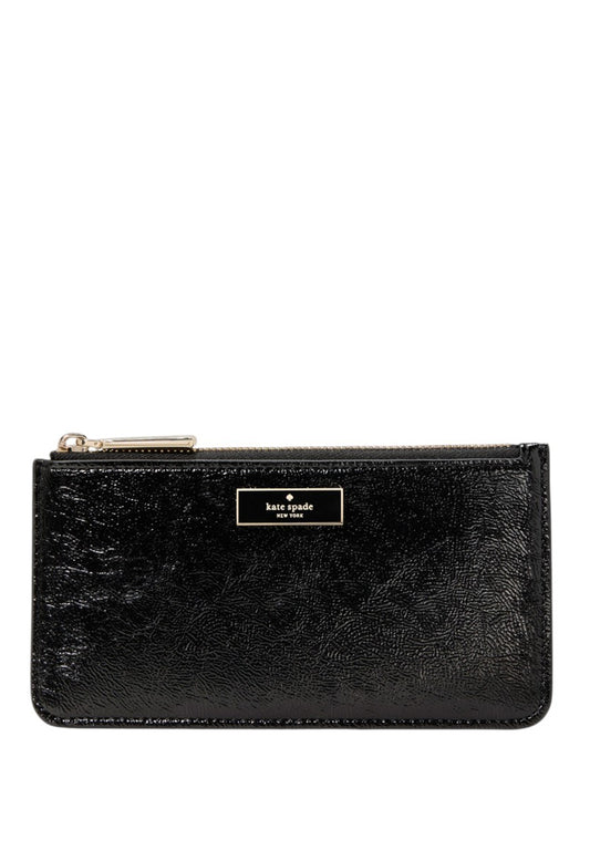 Kate Spade Bridget Crinkle Patent Large Slim Card Holder - Black