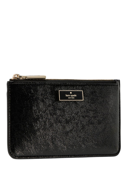 Kate Spade Bridget Crinkle Patent Large Slim Card Holder - Black