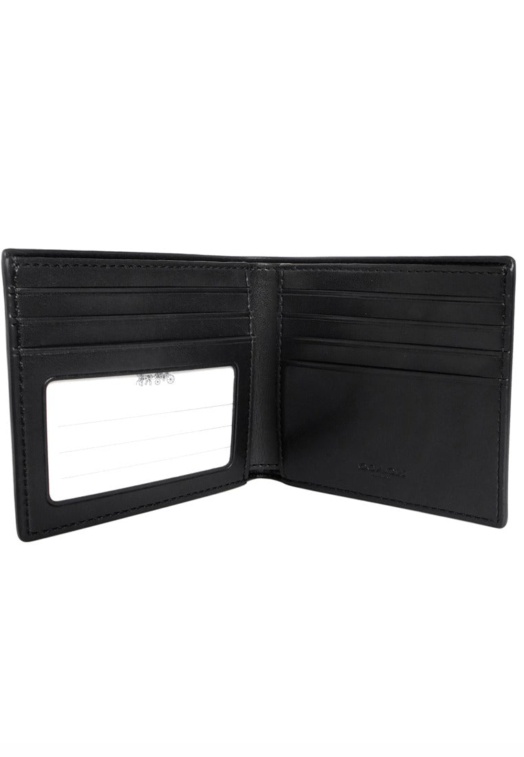 Coach Mens ID Billfold Wallet In Signature Canvas - Tan/Black