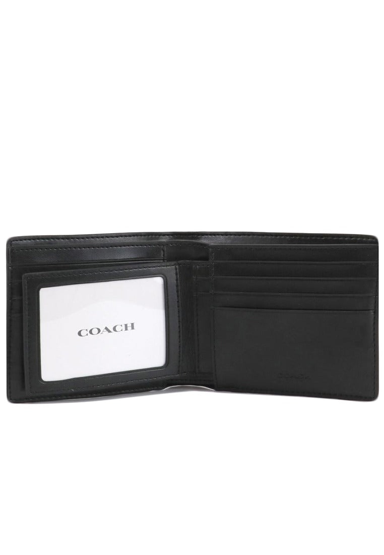 Coach Mens 3 In 1 Wallet In Signature Canvas With Varsity Stripe - Charcoal/Denim/Chalk