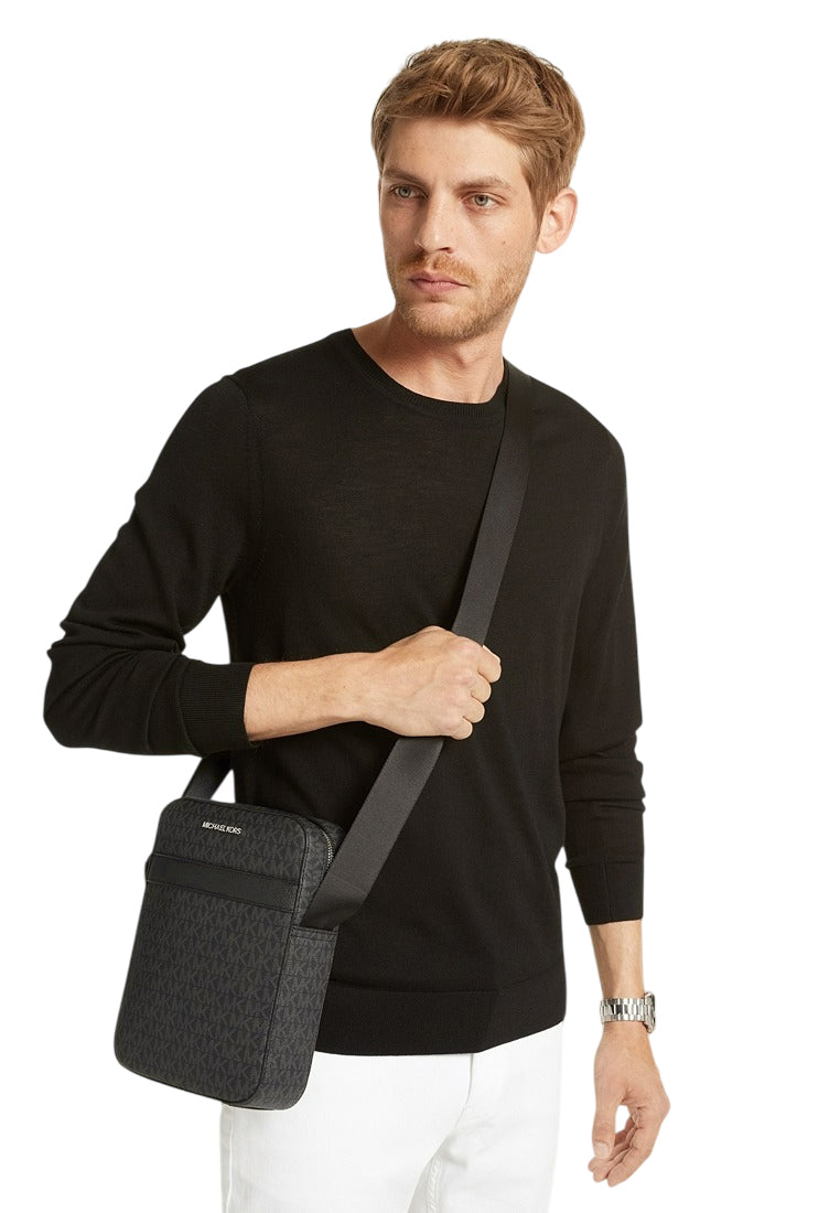 Michael Kors Mens Cooper Signature Logo Flight Bag - Black