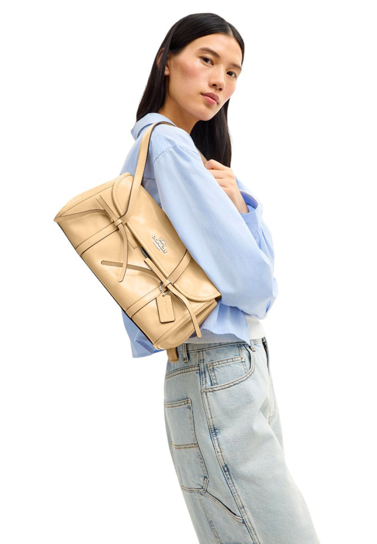 Coach Bridget Flap Shoulder Bag With Bows - Light Sand