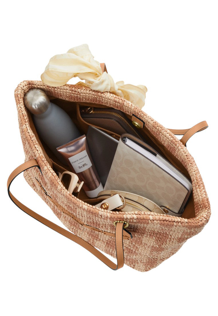 Coach City Tote Bag With Gingham Print - Tan