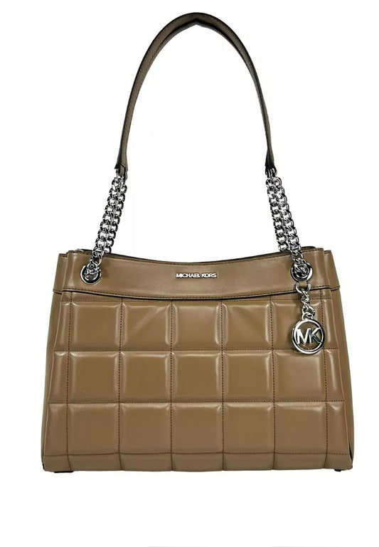 Michael Kors Susan Medium Quilted Leather Tote Bag - Driftwood