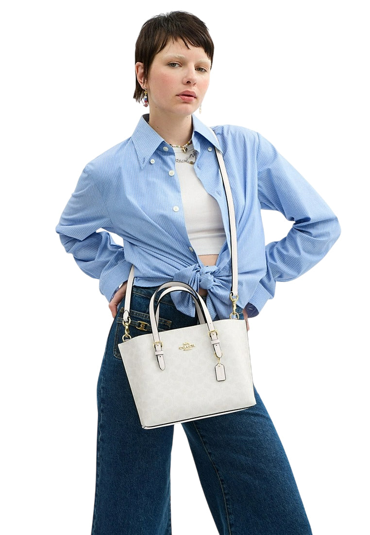 Coach Coach Mollie Tote 25 In Signature Canvas - White