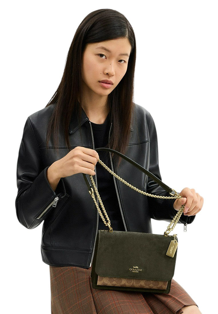 Coach Klare Crossbody Bag In Signature Canvas - Army Green/Tan