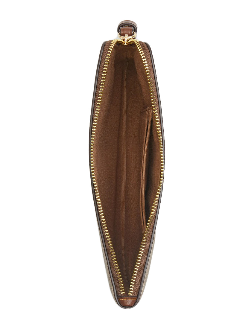 Coach Large Corner Zip Wristlet In Signature Canvas - Tan/Brown