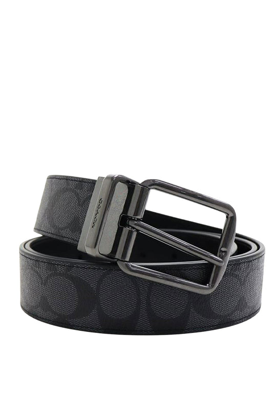 Coach Mens Boxed Card Case And Belt Set In Signature Canvas - Black