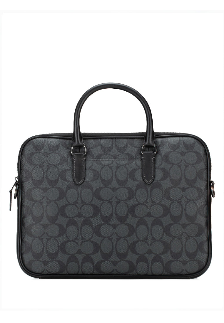 Coach Mens Liam Compact Brief In Signature Canvas - Black