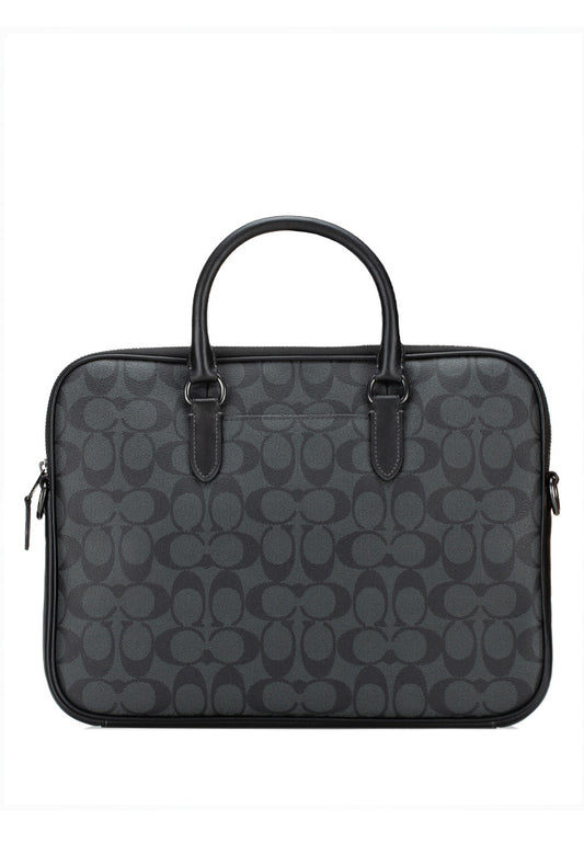Coach Mens Liam Compact Brief In Signature Canvas - Black