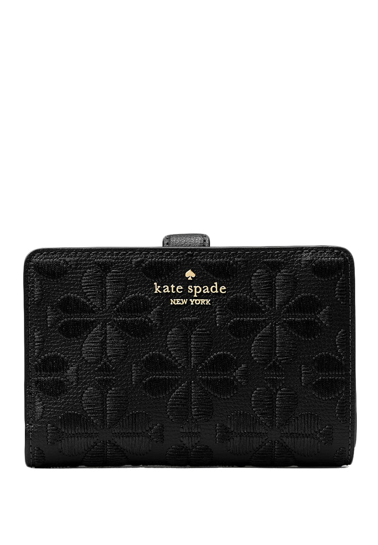 Kate Spade Spade Flower Embroidered Medium Bifold Wallet - Black