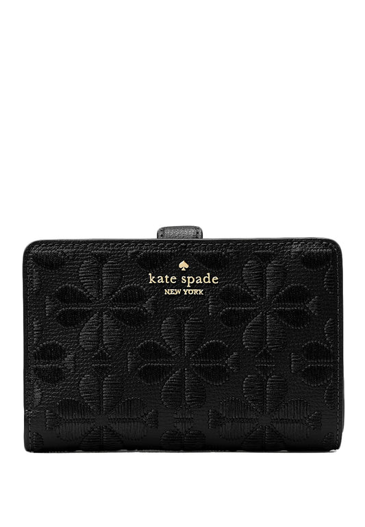 Kate Spade Spade Flower Embroidered Medium Bifold Wallet - Black