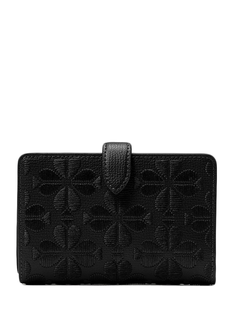 Kate Spade Spade Flower Embroidered Medium Bifold Wallet - Black