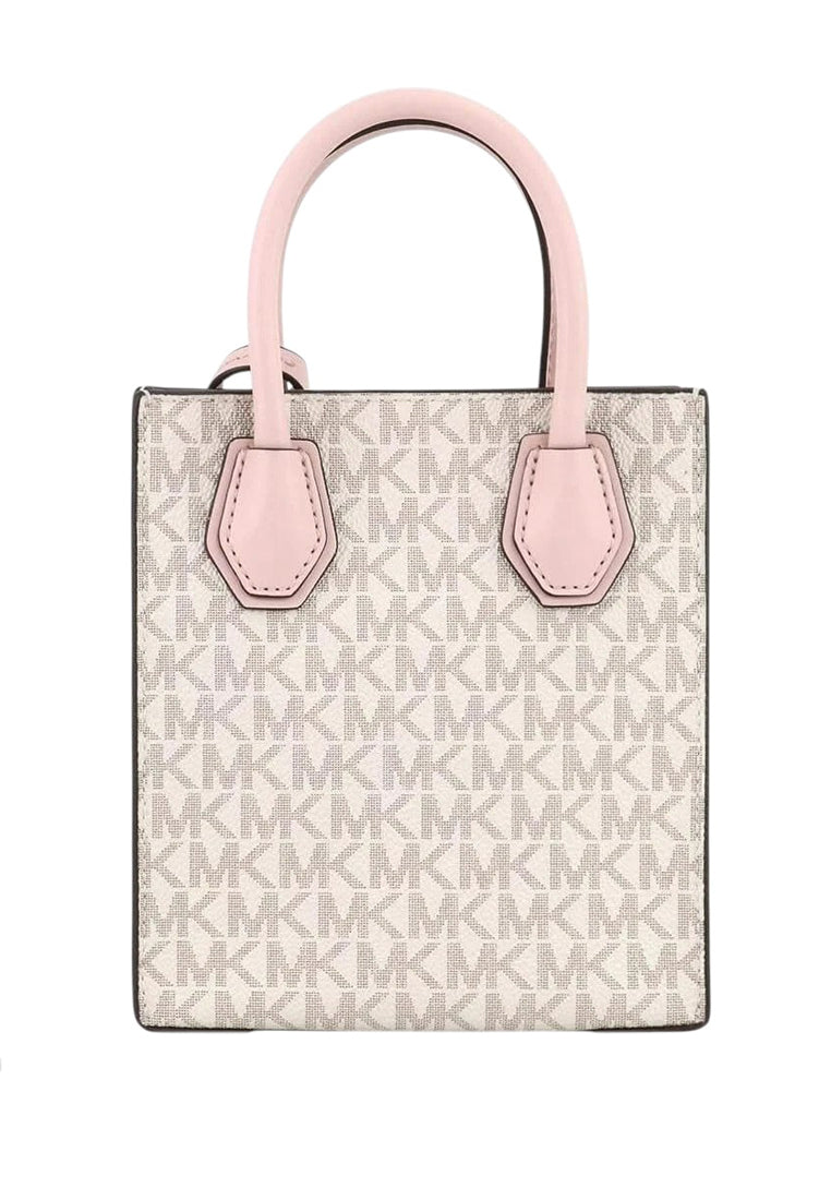 Michael Kors Mercer Extra-Small Signature Crossbody Bag - Vanilla/Powder Blush